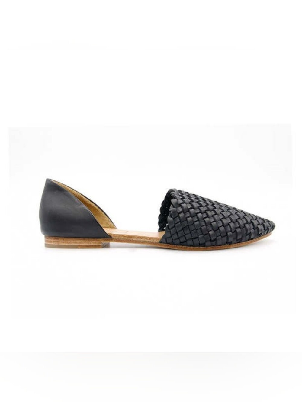EITHER/OR The Woven Flat Handwoven Black Leather Women's Size 11